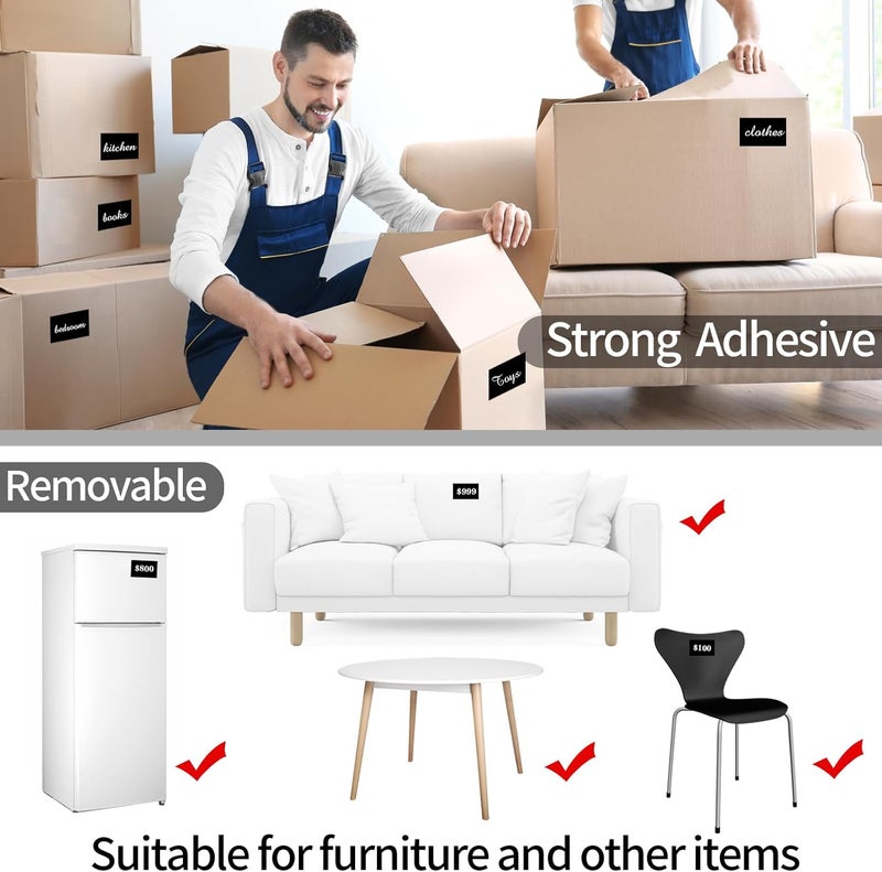 STARLIBOO Removable Colored Labels Stickers, 3X5 Inch Removable Large Label Stickers for Moving Boxes and Storage Bins- Waterproof- Tear Resistant (Black) - Image 4